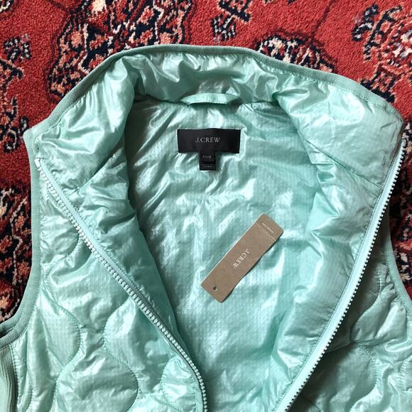 BRAND NEW J.Crew XXXS Pale Green Zip Front Primaloft Filled Quilted Vest - Picture 4 of 9